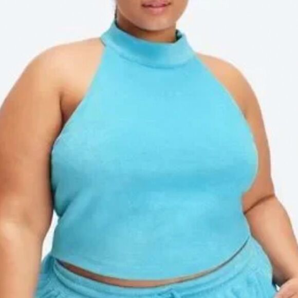 Fabletics Aqua Blue Terry Built-In Bra TankPlus 1X - Picture 1 of 3